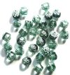30 8mm Triangle Faceted Green, Silver Tipped with Coated Ends